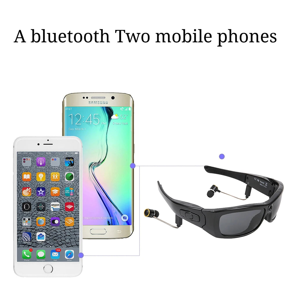 Smart Glasses Sports Camera HD1080P Camera Bluetooth Music Sunglasses Driving recorder Mini Camera Glasses Multifunctional