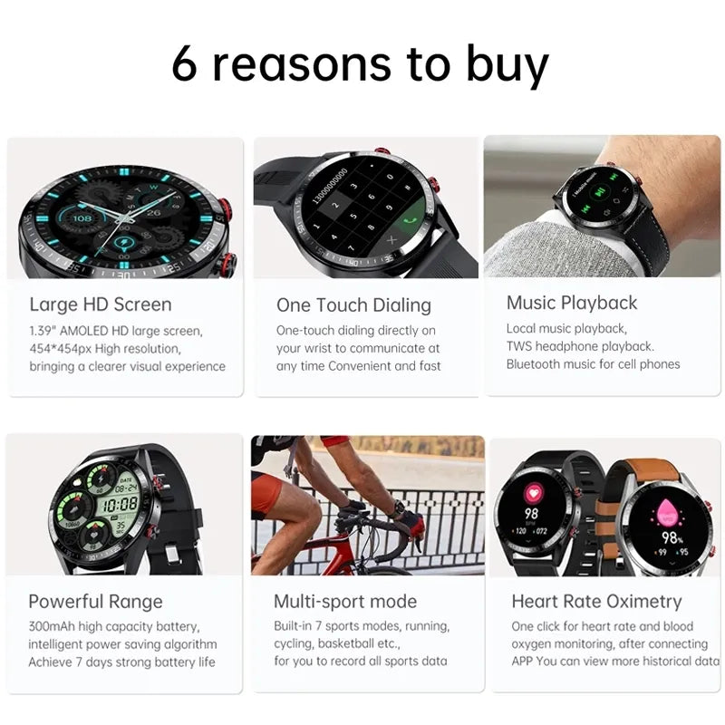 2023 New 454*454 Screen Smart Watch Always Display The Time Bluetooth Call Local Music Smartwatch For Men's Huawei Xiaomi Phone