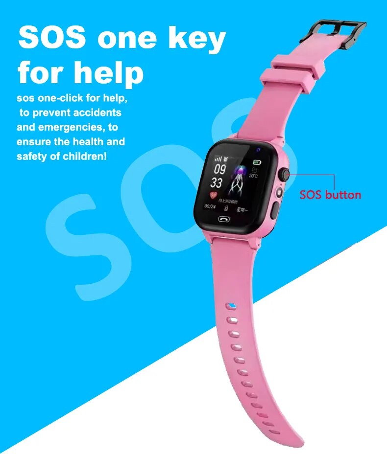 Kids Smart Watch Phone LBS SOS Location Camera Video Call SIM Card Flashlight Camera Alarm Clock Children Smartwatch Gifts