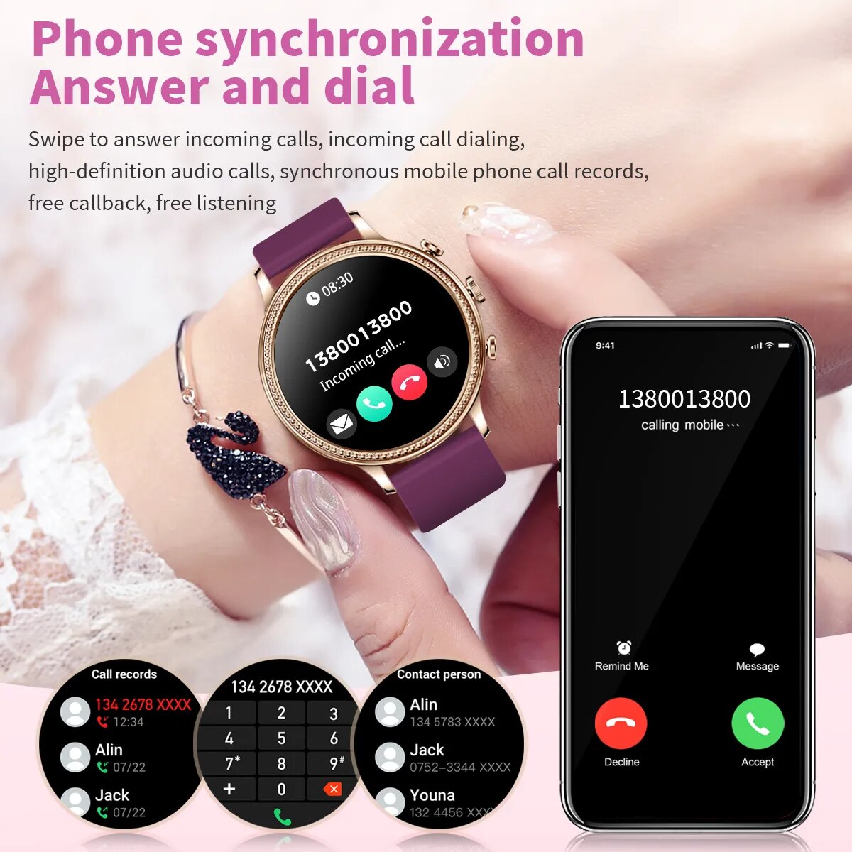 LIGE Luxury Smart Watches For Women Bluetooth Call Connected Phone Women Watch Health Monitor Sports Smartwatch 2023 Women Gift