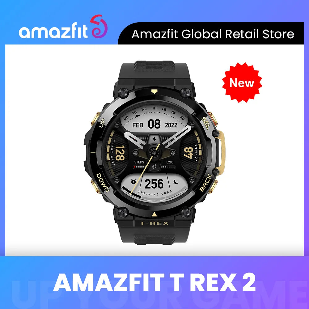 New Amazfit T Rex 2 Outdoor GPS Smartwatch T-Rex 2 Dual Band Route Import 150+Built-in Sports Modes Smart Watch For Android iOS