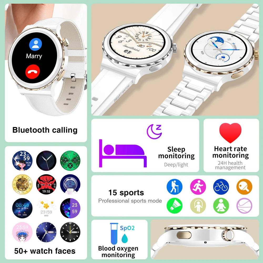 2022 New Smart Watch Women Bluetooth Music Playback Dial Answer Call Sports Mode IP67 Waterproof Smartwatch Men Support Hebrew