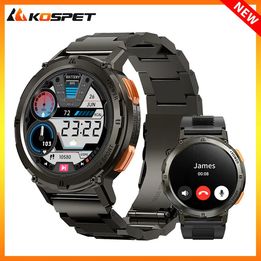 2023 KOSPET TANK T2 Smartwatch Bluetooth Call AMOLED AOD Men's Watch 5ATM Waterproof Sport Fitness Tracker Smart Watches For Men