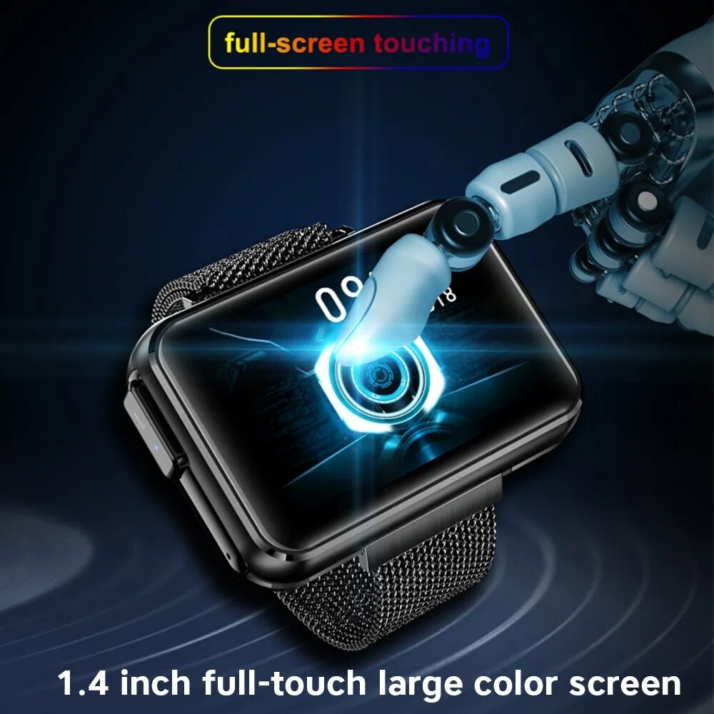 T91 Smart Watch 2 in 1 TWS Wireless Bluetooth Headset Big DIY Screen Fitness Heart Rate Tracker For Woman Men Sports Smartwatch