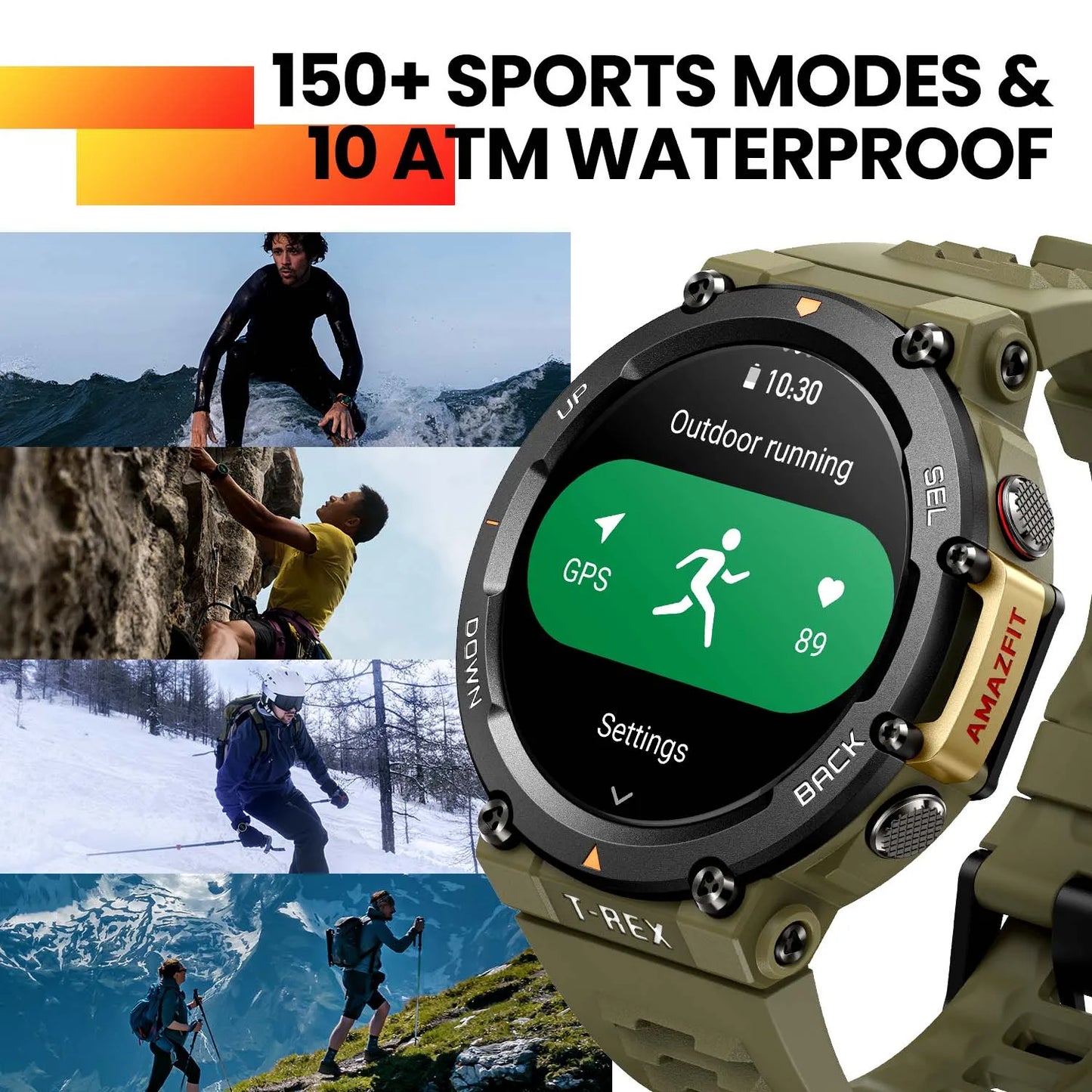 New Amazfit T Rex 2 Outdoor GPS Smartwatch T-Rex 2 Dual Band Route Import 150+Built-in Sports Modes Smart Watch For Android iOS