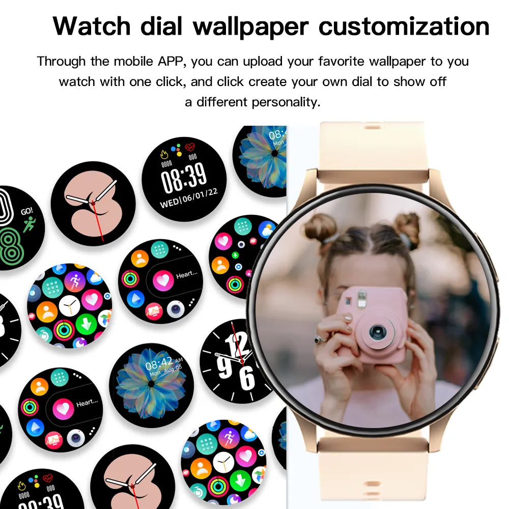 ZODVBOZ New Women Bluetooth Call Smart Watch HeartRate Blood Pressure Monitoring Smartwatches IP67 Waterproof Men Smartwatch+Box